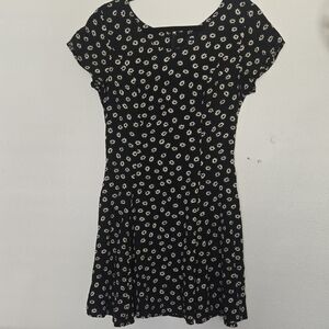 GAP Black and Cream Floral Mini Dress Y2K Sz 4